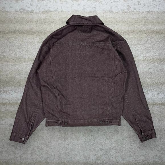 Vintage 90s NOIZ Jean Jacket Mens L Mocha Brown Denim Cotton Button Up - Picture 2 of 3